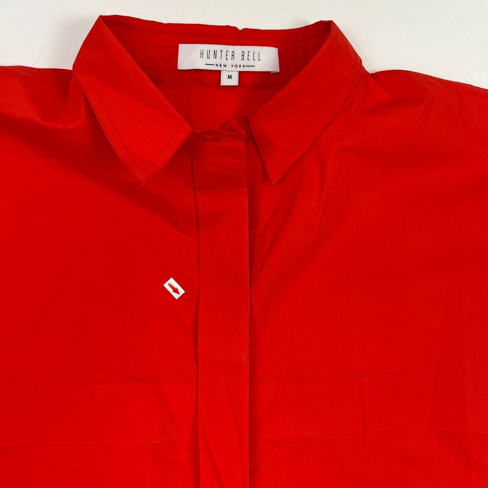 Hunter Bell Tuckernuck Addison Dress Sz M Cherry Red Orange Mini Preppy - Picture 11 of 16